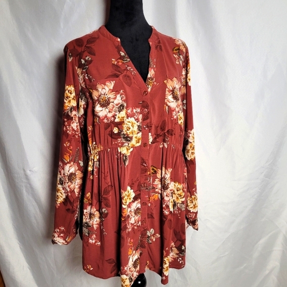 Torrid Emma Babydoll Challis Button-Front Tunic Size 1 (1X) - Picture 1 of 13